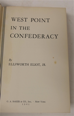 West Point in the Confederacy By Ellsworth Eliot, Jr. - 1941 First Edition Hardcover Book with Dust Jacket - G.A. Baker & Co. Inc - New York - Publisher 