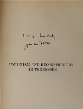 Unionism and Reconstruction in Tennessee 1860 -1869 by James Welch Patton, Ph. D. - Professor of History - Converse College - 1934Author Signed First Edition Hardcover Book - The University of...