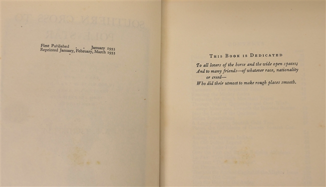 Southern Cross to Pole Star - Tschiffely''s Ride by A.F. Tschiffely - March 1933 Reprint - Hardcover Book and Virginia in Our Century by Jean Gottmann - Professor of Geography, Oxford...
