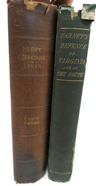 Harry Lorrequer by Charles Lever - 1895 New York Publishing Company - Hardcover Book - From the Library of Sally Hogg and A Defense of Virginia By Robert L. Dabney, D.D. of Virginia, Late of...