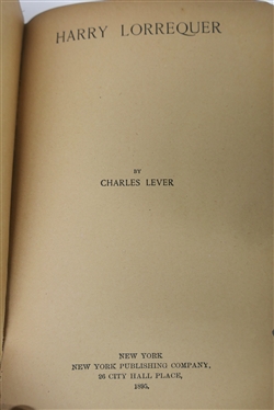 Harry Lorrequer by Charles Lever - 1895 New York Publishing Company - Hardcover Book - From the Library of Sally Hogg and A Defense of Virginia By Robert L. Dabney, D.D. of Virginia, Late of...