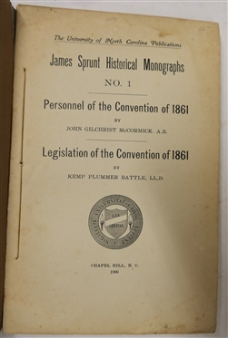 2 Paperback Books - Five Points in the Record of North Carolina in the Great War of 1861 - 5 Report of the Committee - North Carolina Literary and Historical Society - 1904 and James Sprunt...