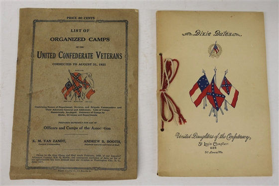 Dixie Dates United Daughters of the Confederacy - St. Louis Chapter - 624 - St. Louis, MO. - 1912 Paperback Book - String Bound and List of Organized Camps of the United Confederate Veterans...
