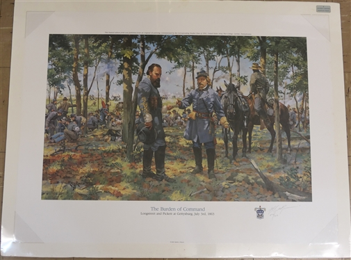 The Burden of Command Longstreet and Pickett at Gettysburg, July 3rd, 1863 by Keith A. Rocco - Artist Signed and Numbered Limited Edition Print - 514/750 - Published by the Corresponding Studies...