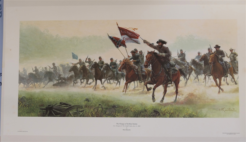 "The Charge at Trevilian Station" General Hampton and The Citadel Cadets - June 11, 1864 by Mort Kunstler - Artist Signed and Numbered 364 /1750 - by American Print Gallery, Gettysburg, PA - With...