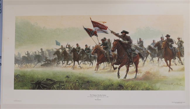 The Charge at Trevilian Station General Hampton and The Citadel Cadets - June 11, 1864 by Mort Kunstler - Artist Signed and Numbered 364 /1750 - by American Print Gallery, Gettysburg, PA - With...