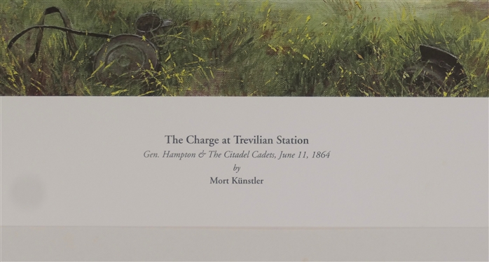The Charge at Trevilian Station General Hampton and The Citadel Cadets - June 11, 1864 by Mort Kunstler - Artist Signed and Numbered 364 /1750 - by American Print Gallery, Gettysburg, PA - With...