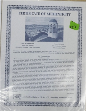 The Vantage Point by Alan Fernley - Artist Signed and Numbered 133/950 Lithograph - American Print Gallery, Gettysburg, PA - Lithography by Hall Printing Company -with COA - Print Measures 23...