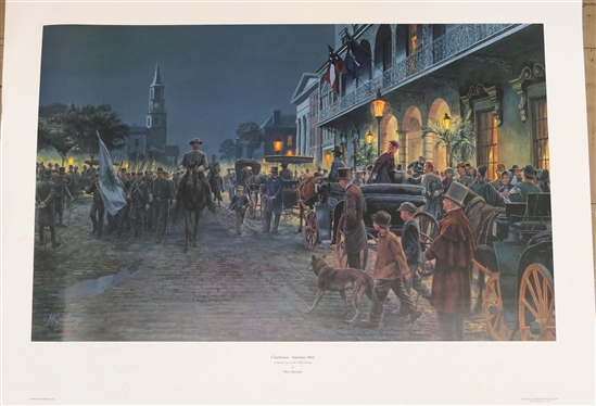 Charleston - Autumn 1861 General Lee at the Mills House by Mort Kunstler - Artist Signed and Numbered Limited Edition Offset Lithograph- 702/2500 - With COA - Print Measures 23 1/2 By 33 1/2 