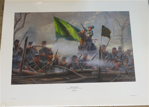 Rebel Sons of Erin Ft. Sonelson Campaign, February 13, 1862 By Mort Kunstler - Limited Edition Signed and Numbered Offset Lithograph -Published by American Print Gallery - Pring Measures 23 by 33 