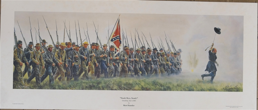 Steady Boys, Steady! July 3, 1863 By Mort Kunstler Limited Edition Signed and Numbered Offset Lithograph -452/1000 Published by American Print Gallery - Measures 12 by 28 - With COA