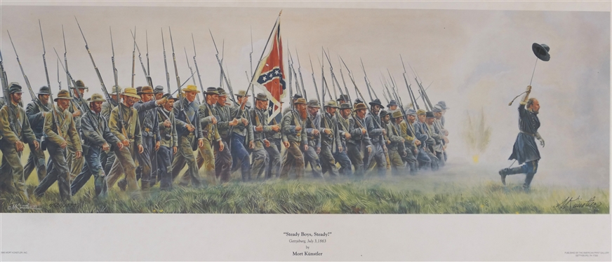Steady Boys, Steady! July 3, 1863 By Mort Kunstler Limited Edition Signed and Numbered Offset Lithograph -452/1000 Published by American Print Gallery - Measures 12 by 28 - With COA