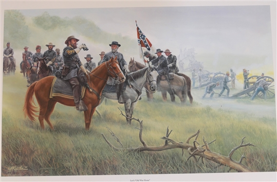 Lee''s Old War Horse Generals Longstreet and Lee, Gettysburg, July 3, 1863 by Mort Kunstler Limited Edition Signed and Numbered Offset Lithograph 354/1500 - Published by American Print Gallery -...