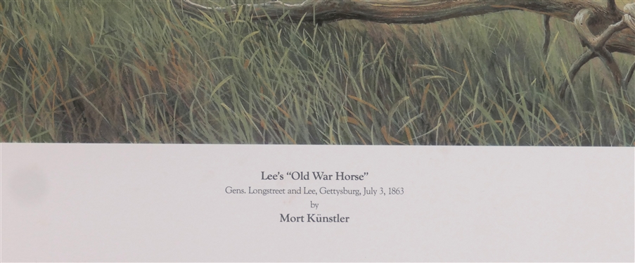 Lee''s Old War Horse Generals Longstreet and Lee, Gettysburg, July 3, 1863 by Mort Kunstler Limited Edition Signed and Numbered Offset Lithograph 354/1500 - Published by American Print Gallery -...