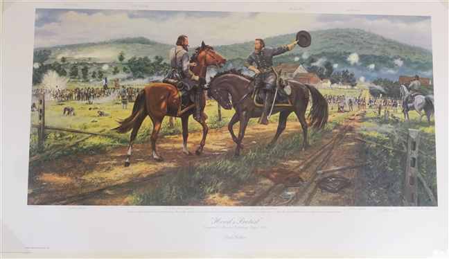 Hood''s Protest Longstreet & Hood at Gettysburg, July 2, 1863 by Dale Gallon - Limited Edition Artist Signed and Numbered 526/950 with COA - Print Measures - 21 1/2 By 37 