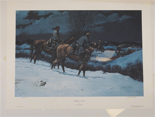 Mosby''s Scouts by Gordon Phillips Limited Edition Artist Signed and Numbered Print 168/500 - Published by The Gettysburg Military Society - Print Measures 17 3/4 by 24 
