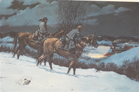 Mosby''s Scouts by Gordon Phillips Limited Edition Artist Signed and Numbered Print 168/500 - Published by The Gettysburg Military Society - Print Measures 17 3/4 by 24 
