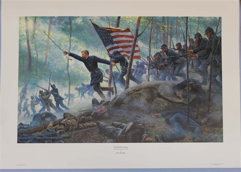 "Chamberlains Charge" Little Round Top, July 2, 1863 by Mort Kunstler Limited Edition Artist Signed and Numbered Offset Lithograph 370 / 1500 - With COA - Print Measures 23 1/2" by 33 1/2"