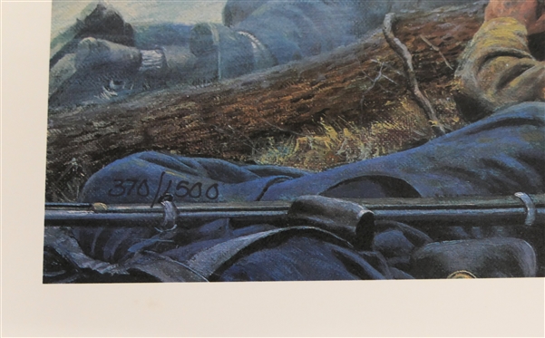Chamberlain''s Charge Little Round Top, July 2, 1863 by Mort Kunstler Limited Edition Artist Signed and Numbered Offset Lithograph 370 / 1500 - With COA - Print Measures 23 1/2 by 33 1/2