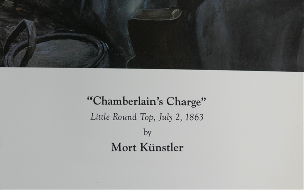 Chamberlain''s Charge Little Round Top, July 2, 1863 by Mort Kunstler Limited Edition Artist Signed and Numbered Offset Lithograph 370 / 1500 - With COA - Print Measures 23 1/2 by 33 1/2