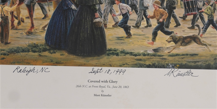 Covered with Glory 26th N.C. at Front Royal, Va., June 20, 1863 by Mort Kunstler Limited Edition Artist Signed and Numbered Offset Lithograph 96/250 - Signed by the Artist in Raleigh, NC - Sept....