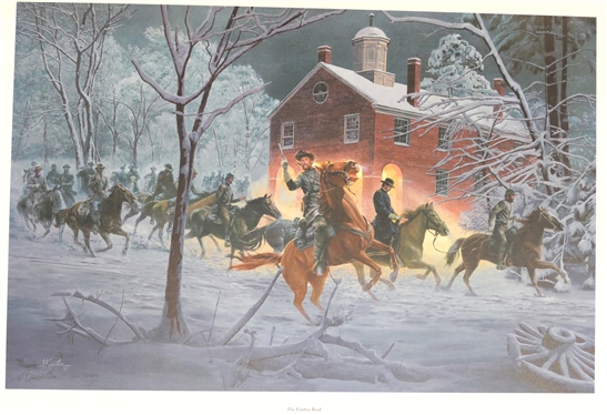 The Fairfax Raid by Mort Kunstler Limited Edition Artist Signed and Numbered Offset Lithograph 861 / 2750 with COA - Print Measures 23 32 1/2