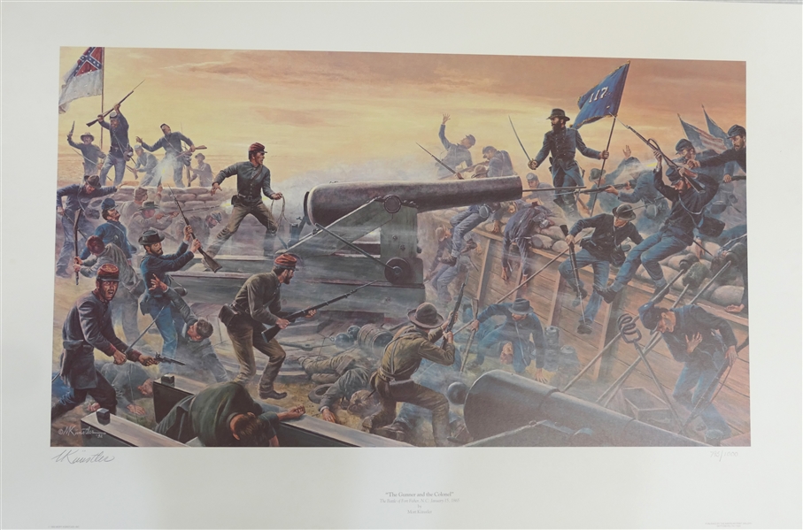 "The Gunner and the Colonel" Battle of Fort Fisher, NC, January 15, 1865 By Mort Kunstler - Limited Edition Artist Signed and Numbered Offset Lithograph 795/1000 with COA in Official Folio - Print