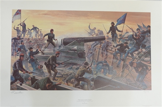 The Gunner and the Colonel Battle of Fort Fisher, NC, January 15, 1865 By Mort Kunstler - Limited Edition Artist Signed and Numbered Offset Lithograph 795/1000 with COA in Official Folio - Print