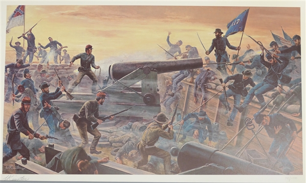 The Gunner and the Colonel Battle of Fort Fisher, NC, January 15, 1865 By Mort Kunstler - Limited Edition Artist Signed and Numbered Offset Lithograph 795/1000 with COA in Official Folio - Print