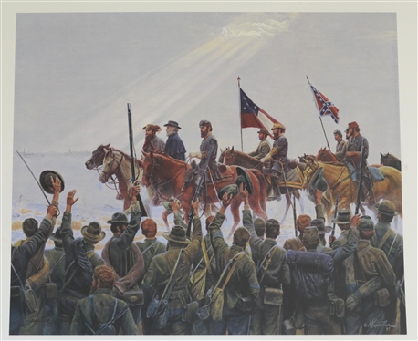 Lee''s Lieutenants by Mort Kunstler Limited Edition Artist Signed and Numbered Offset Lithograph 364/1750 with COA - Print Measures 24 by 27 1/2
