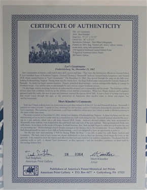 Lee''s Lieutenants by Mort Kunstler Limited Edition Artist Signed and Numbered Offset Lithograph 364/1750 with COA - Print Measures 24 by 27 1/2