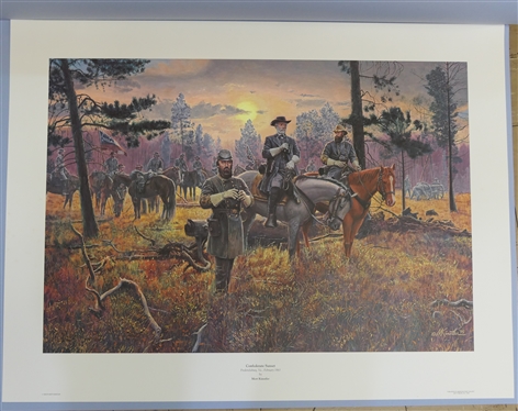 Confederate Sunset by Mort Kunstler Limited Edition Artist Signed and Numbered Offset Lithograph 745 / 1500 with COA - Print Measures 24 by 32