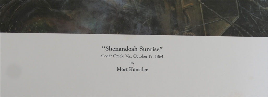 Shenandoah Sunrise Cedar Creek, Va. October 19, 1864 by Mort Kunstler Limited Edition Artist Signed and Numbered Offset Lithograph 366/1000 - with COA - Print Measures 23 1/4 by 33 1/2 