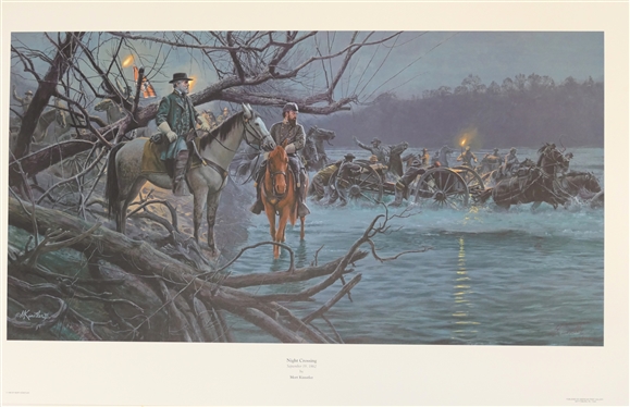 Night Crossing September 19, 1862 by Mort Kunstler Limited Edition Artist Signed and Numbered Offset Lithograph 975/3000 -With COA Print Measures 19 7/8 by 32 1/2