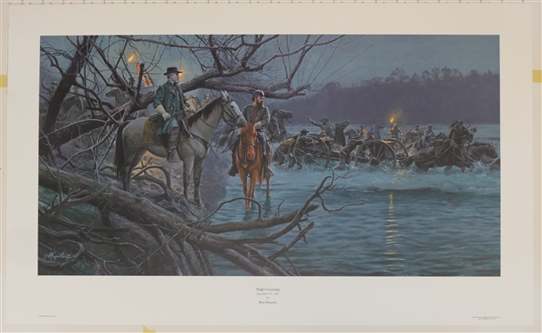 Night Crossing September 19, 1862 by Mort Kunstler Limited Edition Artist Signed and Numbered Offset Lithograph 975/3000 -With COA Print Measures 19 7/8 by 32 1/2