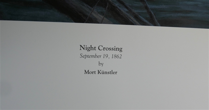 Night Crossing September 19, 1862 by Mort Kunstler Limited Edition Artist Signed and Numbered Offset Lithograph 975/3000 -With COA Print Measures 19 7/8 by 32 1/2