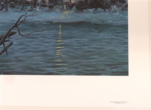 Night Crossing September 19, 1862 by Mort Kunstler Limited Edition Artist Signed and Numbered Offset Lithograph 975/3000 -With COA Print Measures 19 7/8 by 32 1/2