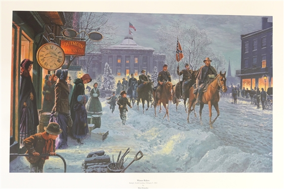 Winter Riders by Mort Kunstler Limited Edition Artist Signed and Numbered Offset Lithograph 2880 / 3000 with COA - Print Measures 23 by 33