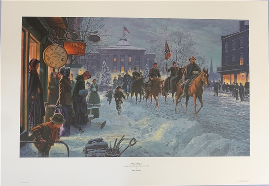 Winter Riders by Mort Kunstler Limited Edition Artist Signed and Numbered Offset Lithograph 2880 / 3000 with COA - Print Measures 23 by 33
