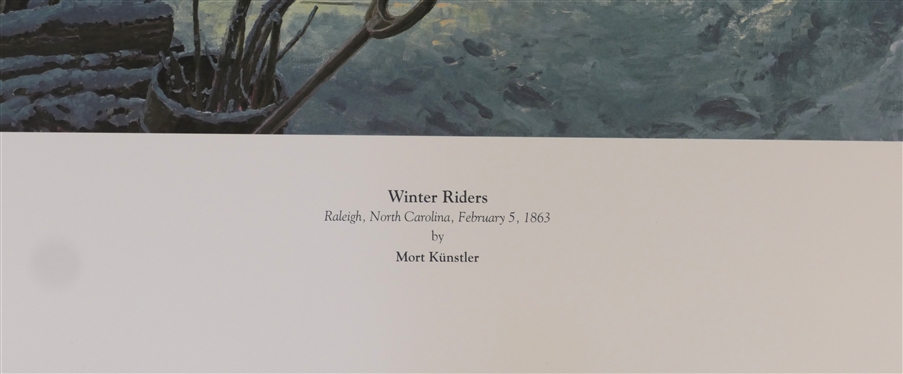 Winter Riders by Mort Kunstler Limited Edition Artist Signed and Numbered Offset Lithograph 2880 / 3000 with COA - Print Measures 23 by 33