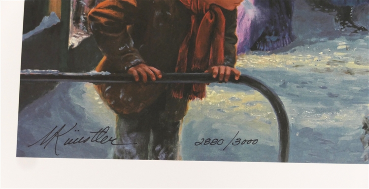 Winter Riders by Mort Kunstler Limited Edition Artist Signed and Numbered Offset Lithograph 2880 / 3000 with COA - Print Measures 23 by 33