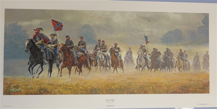 Stuart''s Ride June 13, 1862 by Mort Kunstler Limited Edition Artist Signed and Numbered Offset Lithograph 364 / 1750 with COA - Print Measures 15 1/4 by 32