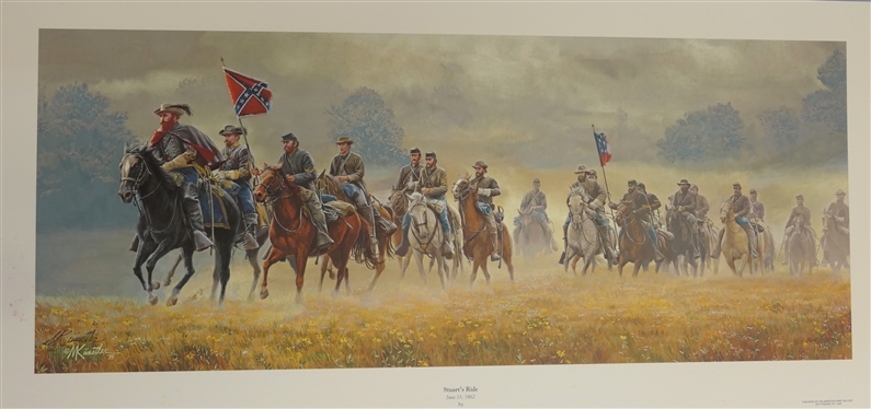 Stuart''s Ride June 13, 1862 by Mort Kunstler Limited Edition Artist Signed and Numbered Offset Lithograph 364 / 1750 with COA - Print Measures 15 1/4 by 32