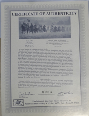 Stuart''s Ride June 13, 1862 by Mort Kunstler Limited Edition Artist Signed and Numbered Offset Lithograph 364 / 1750 with COA - Print Measures 15 1/4 by 32