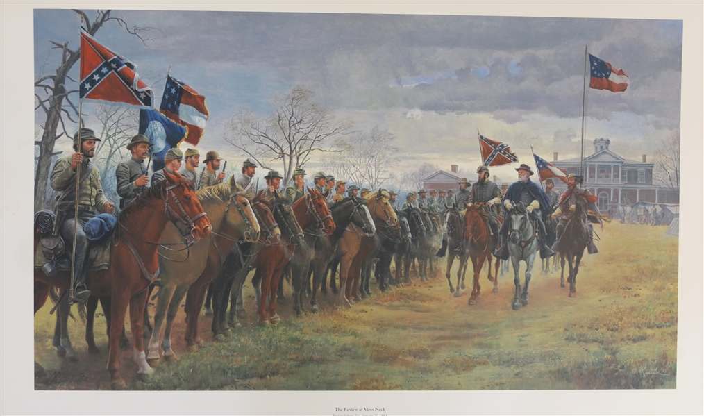"The Review at Moss Neck" Fredericksburg, VA January 20, 1863 by Mort Kunstler Limited Edition Artist Signed and Numbered Offset Lithograph 1405/1950 with COA - Print Measures 22" by 33 1/2"