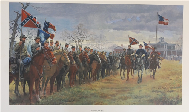 The Review at Moss Neck Fredericksburg, VA January 20, 1863 by Mort Kunstler Limited Edition Artist Signed and Numbered Offset Lithograph 1405/1950 with COA - Print Measures 22 by 33 1/2