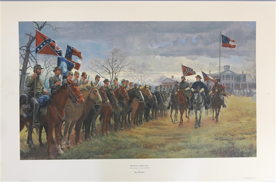 The Review at Moss Neck Fredericksburg, VA January 20, 1863 by Mort Kunstler Limited Edition Artist Signed and Numbered Offset Lithograph 1405/1950 with COA - Print Measures 22 by 33 1/2