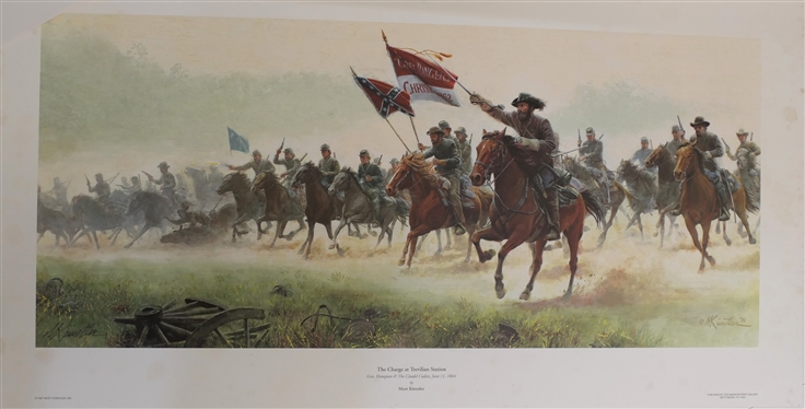 The Charge at Trevilian Station General Hampton and The Citadel Cadets - June 11, 1864 by Mort Kunstler - Artist Signed and Numbered 1556 /1750 - by American Print Gallery, Gettysburg, PA - Print...