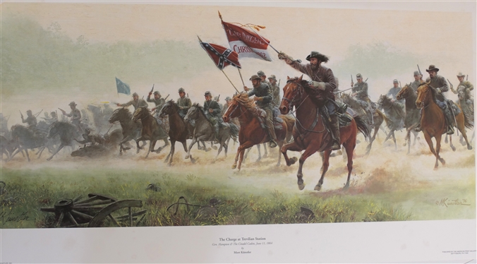 The Charge at Trevilian Station General Hampton and The Citadel Cadets - June 11, 1864 by Mort Kunstler - Artist Signed and Numbered 1556 /1750 - by American Print Gallery, Gettysburg, PA - Print...