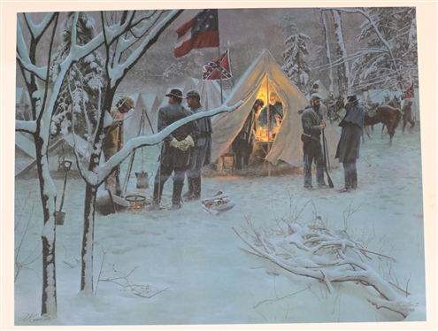 Strategy in the Snow Fredericksburg Virginia, November 29, 1862 by Mort Kunstler Limited Edition Artist Signed and Numbered Offset Lithograph 745/1500 by American Print Gallery - Print Measures...